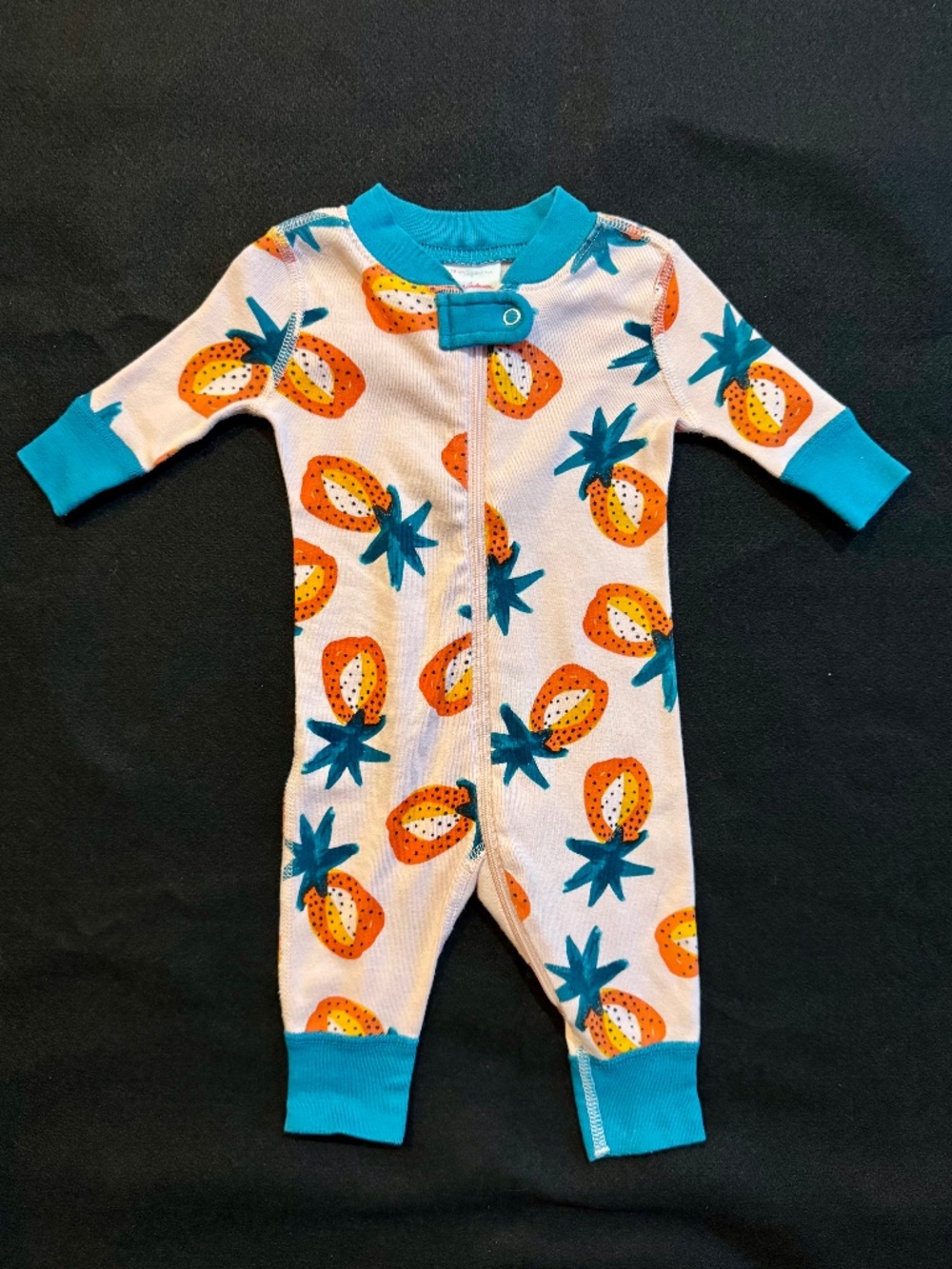 Hanna Andersson Baby Zip Sleeper Organic Cotton Pineapple sz 30 0-3 month